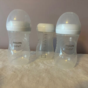 Philips Avent Baby Bottles Set 9oz No Nipples Clear White 3-Pack